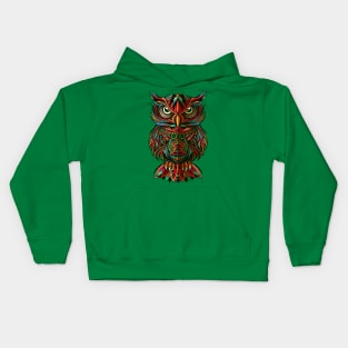 Psychedelic Woodcut Owl Kids Hoodie